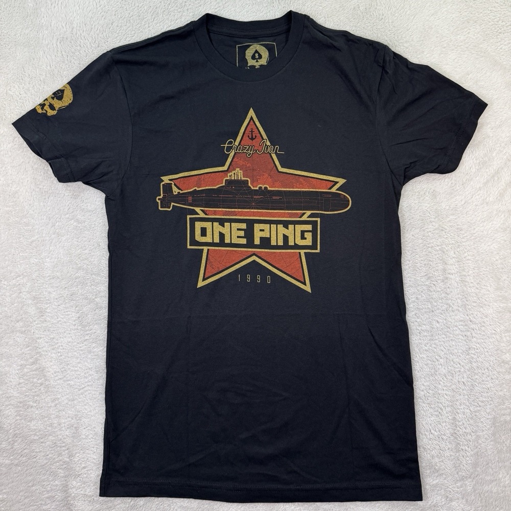 NEW Zero Foxtrot T-Shirt Men Small Army Black Skull One Ping Sub Crazy Juan 90